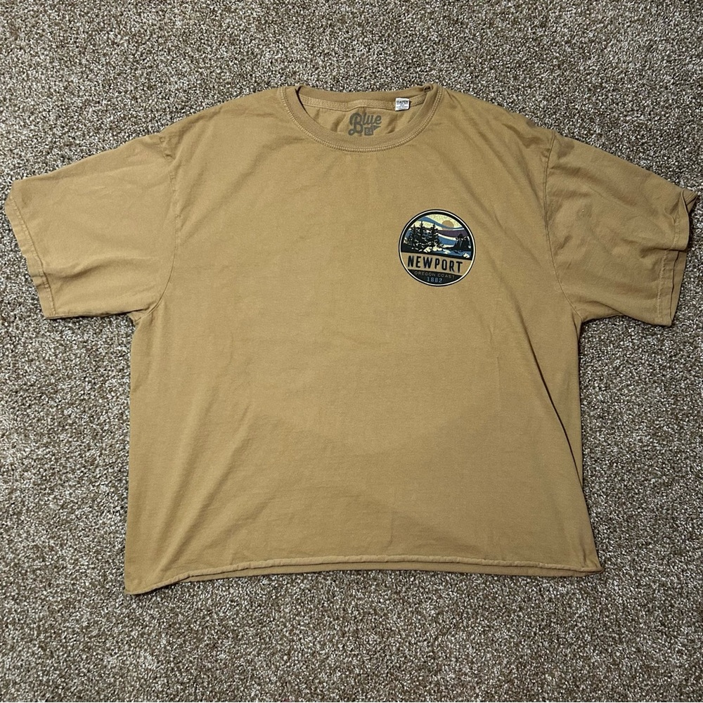 Cropped tan Newport Oregon T-shirt